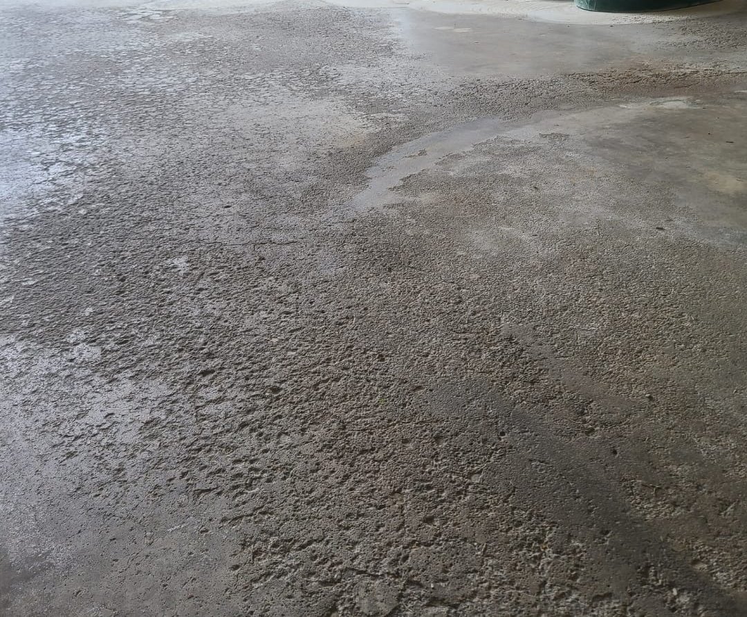 Raw concrete slab, diamond-ground